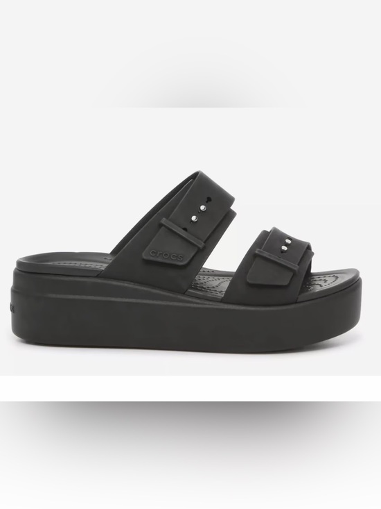 CROCS Shoes - Crocs Brooklyn Low Wedge Black Platform Sandals Women’s Size 7